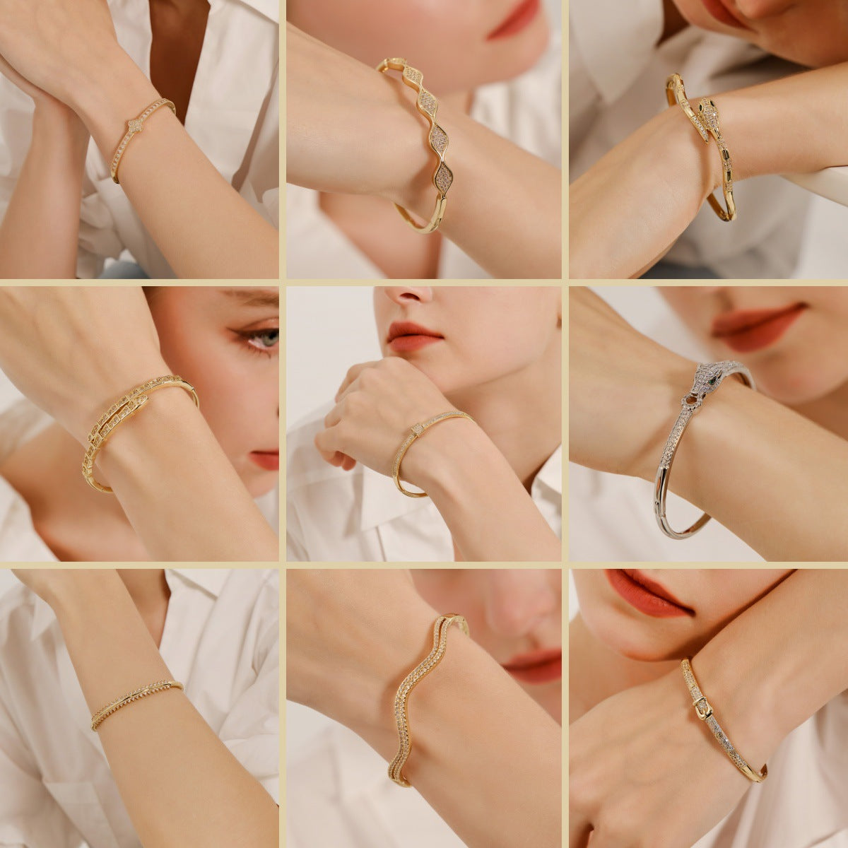 Pulsera elegante de cobre con finas circonias engarzadas y cierre distintivo